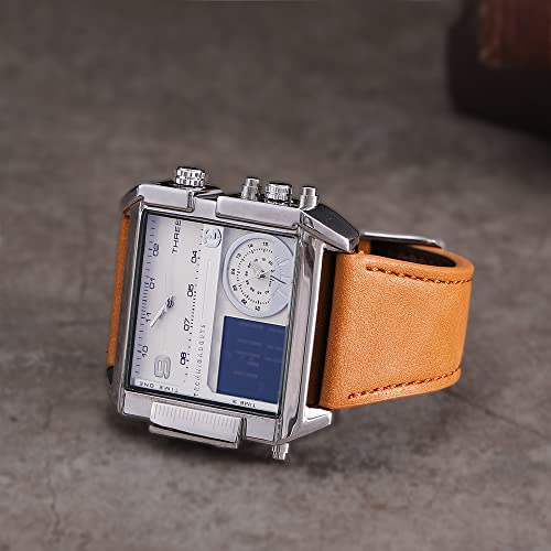 Technigadgets Dexter Square Watch (Brown White)|B09GJQB6YG
