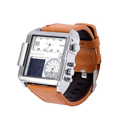 Technigadgets Dexter Square Watch (Brown White)|B09GJQB6YG