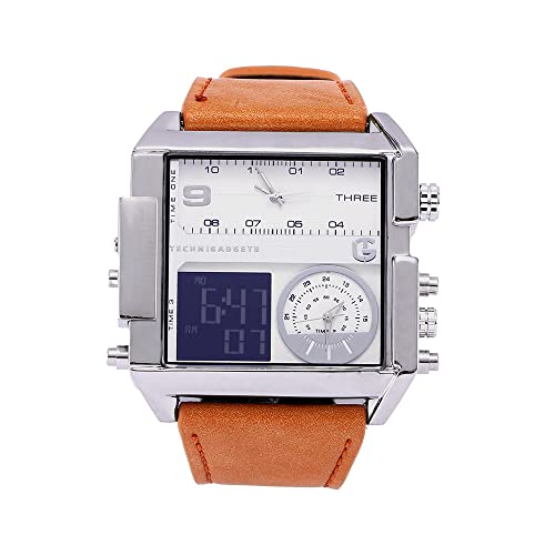 Technigadgets Dexter Square Watch (Brown White)|B09GJQB6YG