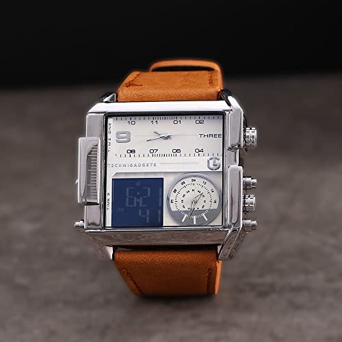 Technigadgets Dexter Square Watch (Brown White)|B09GJQB6YG