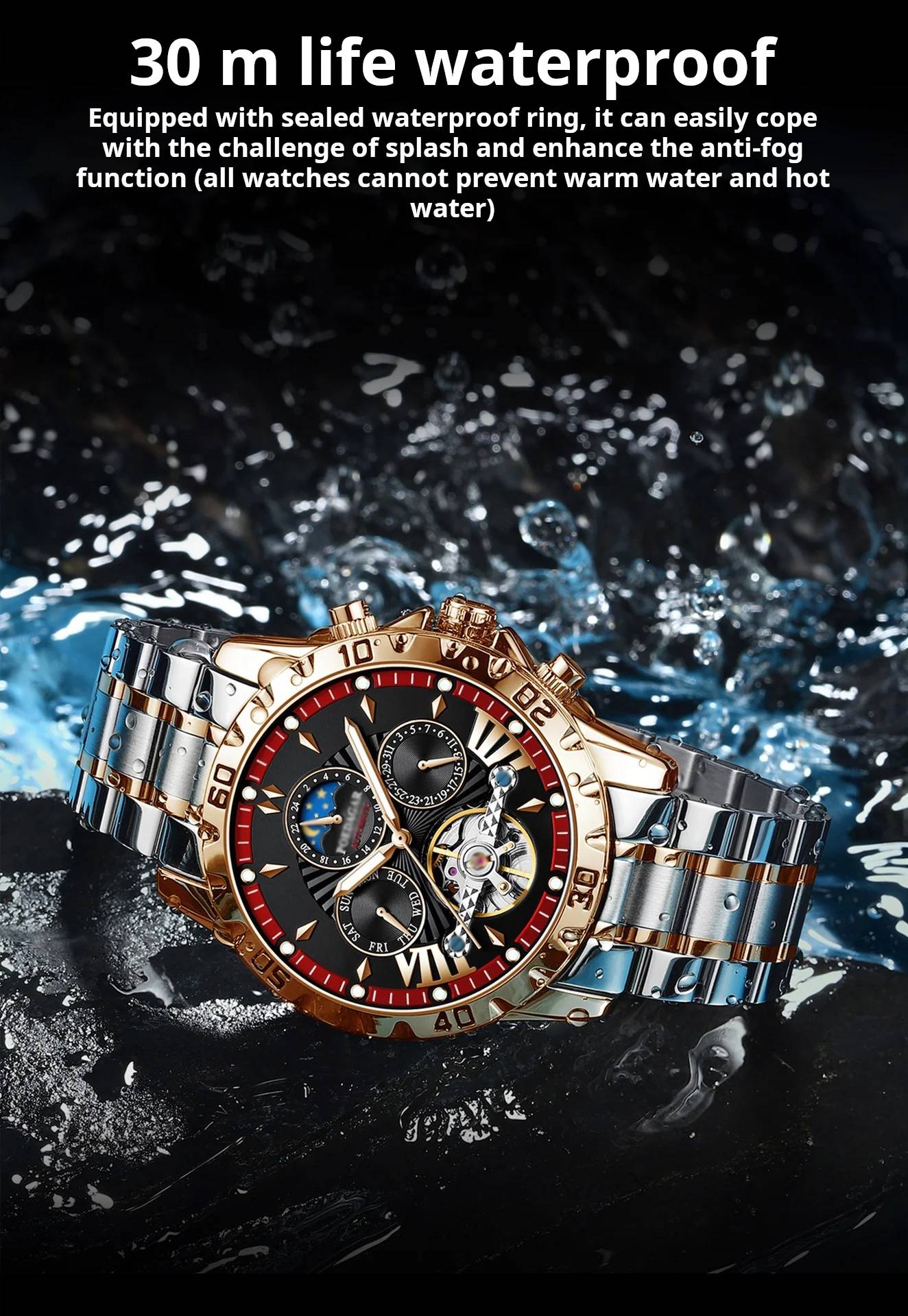 ⌚💧Swiss Brand New Waterproof Automatic Mechanical Watches