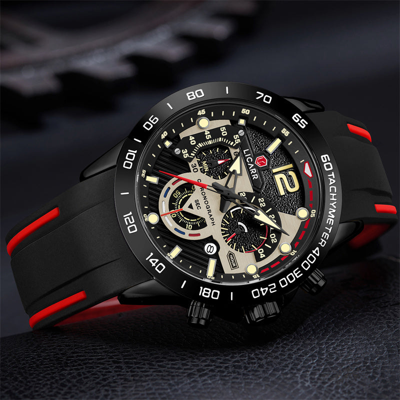 LICARR 9511 Men's Sports Watch - Quartz Movement, Chronograph, 24-Hour Display, Waterproof