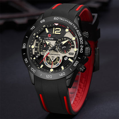 LICARR 9511 Men's Sports Watch - Quartz Movement, Chronograph, 24-Hour Display, Waterproof