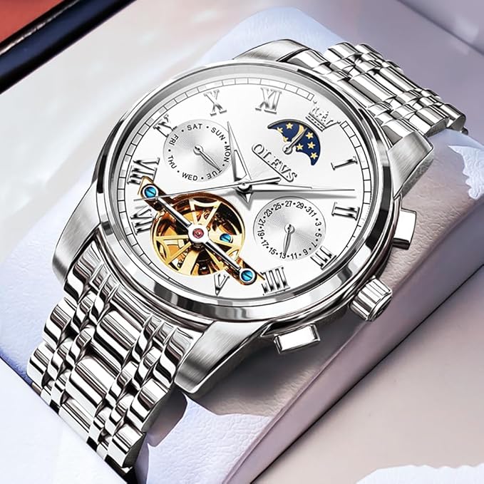 Men’s Automatic Skeleton Moon Phase Watch