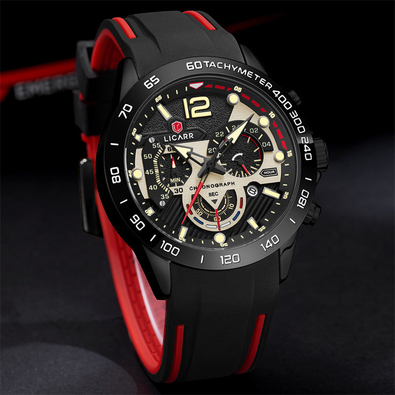 LICARR 9511 Men's Sports Watch - Quartz Movement, Chronograph, 24-Hour Display, Waterproof