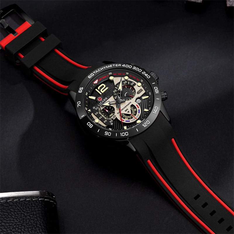 LICARR 9511 Men's Sports Watch - Quartz Movement, Chronograph, 24-Hour Display, Waterproof