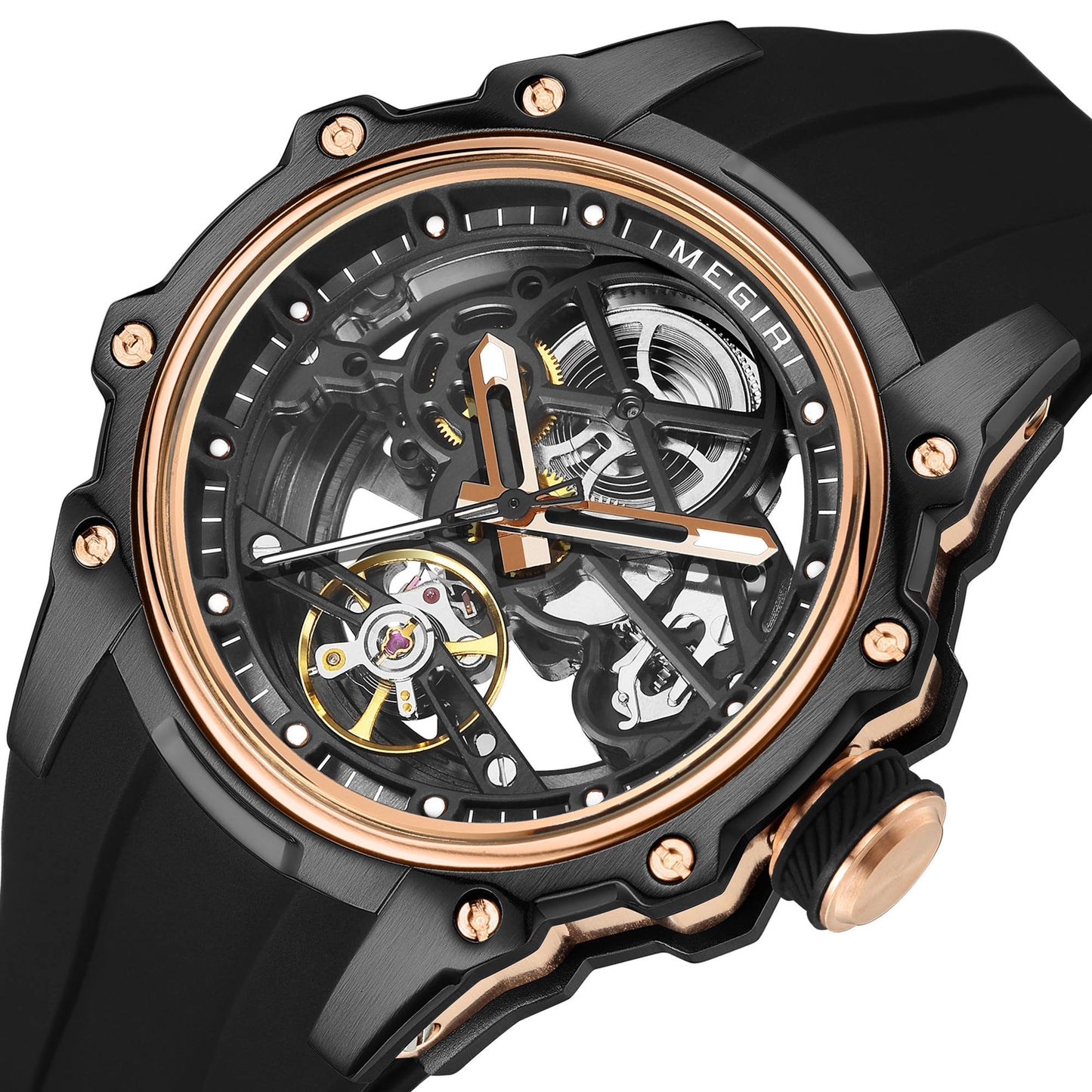 Luxury Automatic Mechanical Watch for Men Stainless Steel Case Skeleton Waterproof