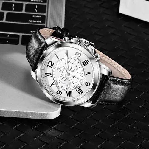 Taxau Relojes Cronógrafo Para Hombres Con Correa De Cuero