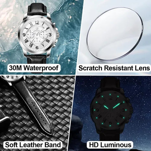 Taxau Relojes Cronógrafo Para Hombres Con Correa De Cuero