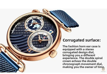 Multi-Time Zone Ultra-Thin Waterproof Men's Watch