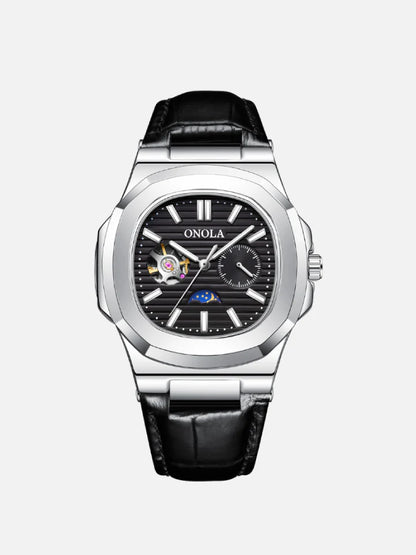 Men’s Hollow Automatic Mechanical Watch ONOLA 3855 – 3 ATM Waterproof Luxury Leather Strap