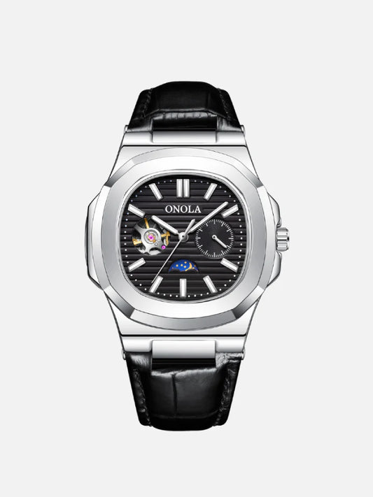 Men’s Hollow Automatic Mechanical Watch ONOLA 3855 – 3 ATM Waterproof Luxury Leather Strap