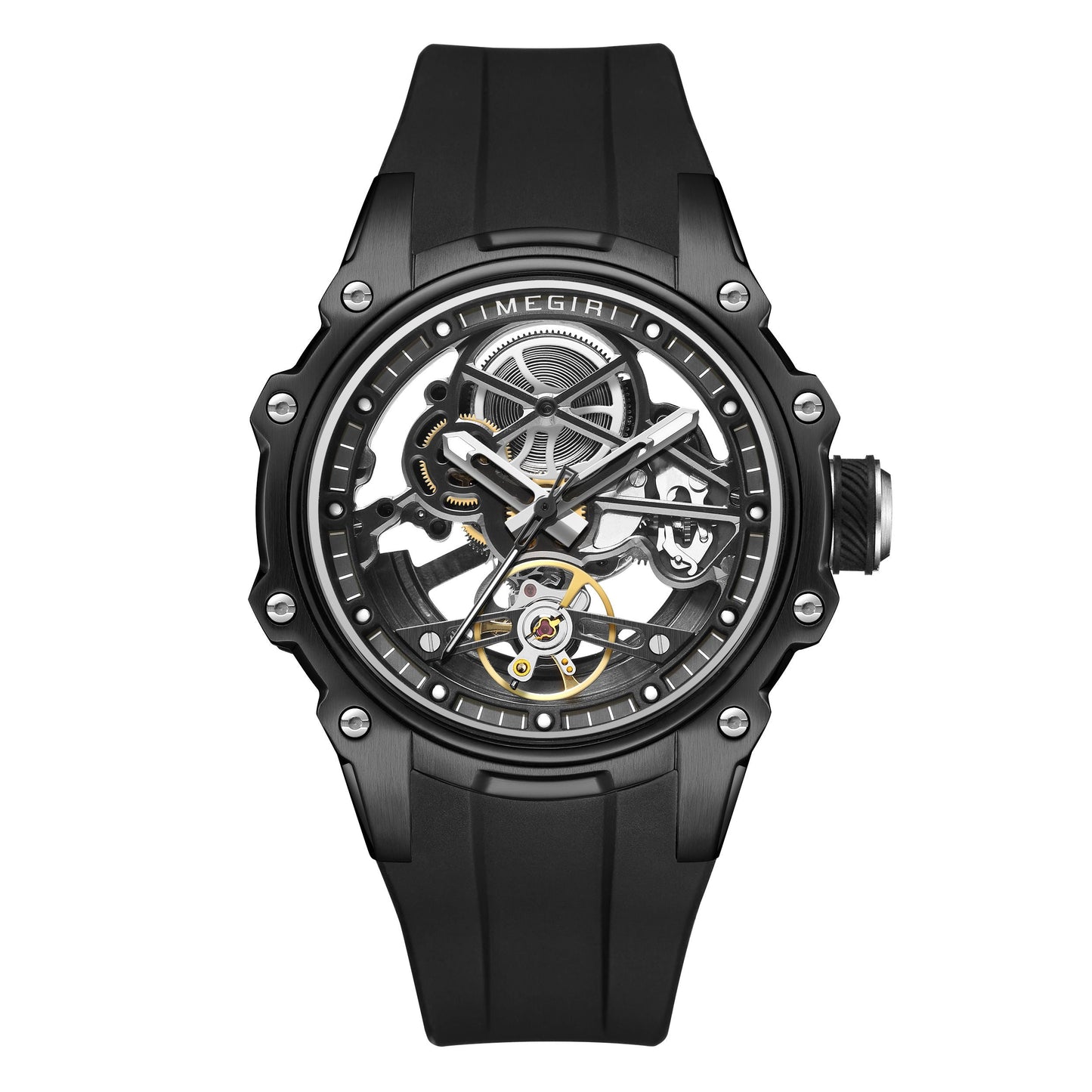 Luxury Automatic Mechanical Watch for Men Stainless Steel Case Skeleton Waterproof