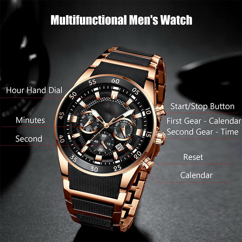 Men's Waterproof Multifunctional Quartz Watch
