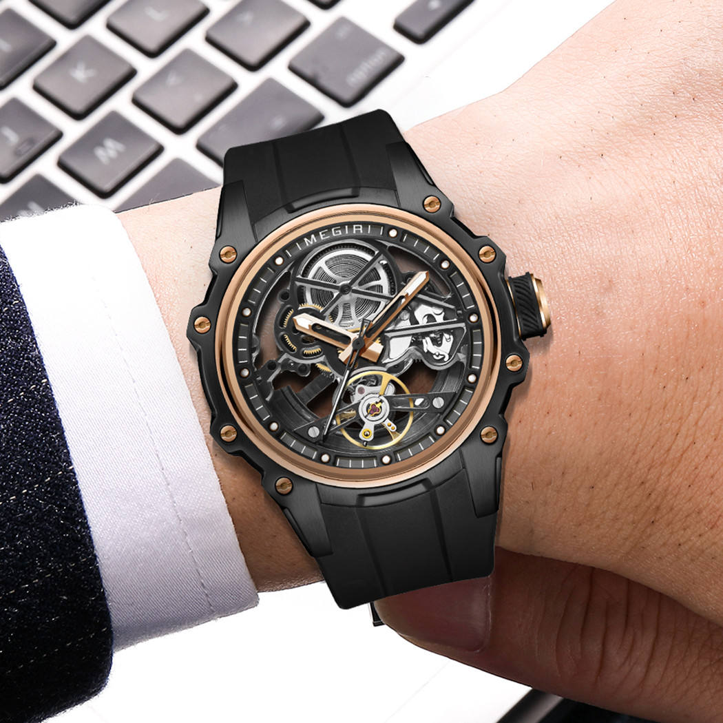 Luxury Automatic Mechanical Watch for Men Stainless Steel Case Skeleton Waterproof