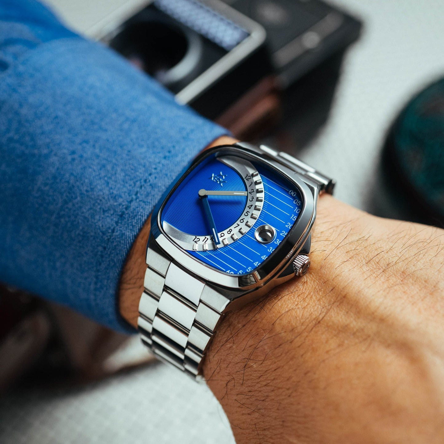 Timeline Retrograde Automatic Blue
